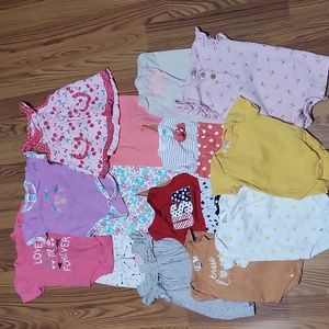 14 pc babygirl lot 6-9M outfits onesies dress pants NWOT pink USA